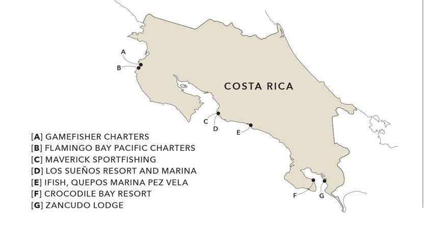Mapa de pesca de Costa Rica