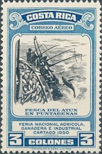 Sello histórico de pesca de atún en Costa Rica